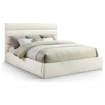Meridian Furniture - Adam Upholstered Bed, Cream, King, Chenille Fabric - Revealing the silky, soft Adam cream chenille king bed, showcasing deep channel tufting and a contemporary design to add a touch of modern elegance to your bedroom. Its fully slatted construction eliminates the need for a box spring, while the option to add additional panels allows you to customize the headboard height. Crafted for both style and durability, it becomes the centerpiece of your bedroom, creating a sophisticated and inviting atmosphere.