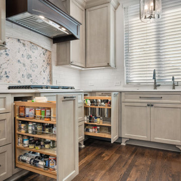 Slim Pull-Out Spice and Utensil Racks after remodel