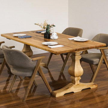 French Country Solid Wood Trestle Dining Room Revival