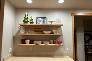 Inspiration for a large modern kitchen/dining room combo remodel in Portland with white walls
