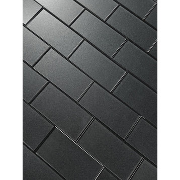 Forever 3 in x 6 in Straight Edge Glass Subway Tile in Glossy Eternal Gray