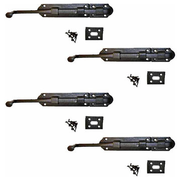 Black Slide Bolt Door Latch 9" L Iron Rust Resistant Pack of 4 Renovators Supply