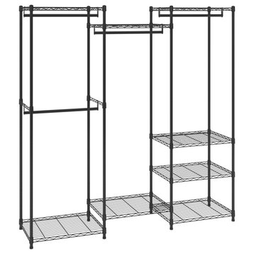VEVOR Clothes Rack Rolling Clothing Garment Rack 4 Hang Rods & 8 Storage Tiers