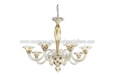 "Dalmata" 8 lights Murano glass chandelier