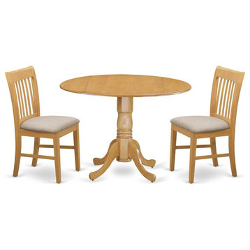 3-Piece Kitchen Nook Dining Set, Small Table and 2 Dinette Chairs, Oak