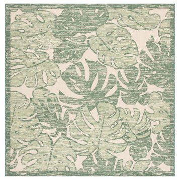 Safavieh Courtyard Cy7560-32212 Tropical Rug, Beige and Green, 6'7"x6'7" Square