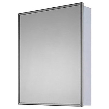 Euroline Medicine Cabinet, 18"x24", Annealed Stainless Frame, Surface Mounted