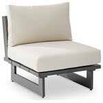 Meridian Furniture - Maldives Outdoor Patio Armless Chair, Cream, Grey Frame - Create your own custom contemporary look on the deck or porch with the addition of this Maldives outdoor patio armless chair. Part of a large collection that lets you mix and match modular pieces to get the look you crave most. This armless chair has cream water resistant fabric with a base made from grey aluminum, so it's sturdy, tough, and ready to face the elements with impeccable beauty, season in and season out. Shop the contemporary pieces in this collection to create the outdoor entertaining area of your dreams.