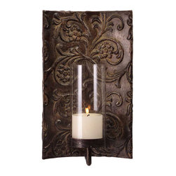 IMAX Galicia Embossed Metal And Glass Sconce - SKU: 12246 - Wall Sconces