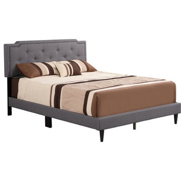 Glory Furniture Deb Fabric Upholstered Queen Bed in Gray