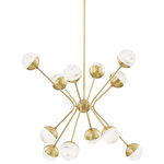 Bailey Street Home - Modern Contemporary Twelve Light Chandelier in Aged Brass Finish - Chandelier - Modern Contemporary Twelve Light Chandelier in Aged Brass Finish .  Modern in form yet retro in style Canal Villas takes globe lighting to a new level. Whether slightly curved or long and straight Canal Villas's arms perfectly complement its gorgeous alabaster glass globe shades. The clean metal caps and the refined finished on the tails are the finishing touches to this design that works beautifully with any style. Sconces can be mounted horizontally or vertically.