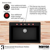 Karran QT-812 Top Mount 33" Large Single Bowl Quartz Kitchen Sink, Bisque