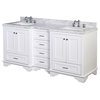 Nantucket 72" Double Bath Vanity, White, Carrara Marble