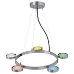 Lite Source - Lite Source LS-18745MULTI Sherbet - Five Light Chandelier - Sherbet Five Light Chandelier Polished Steel Multi-Color Glass5-Lite Ceiling Lamp, Ps W/Multi Glass Shade, 20Wx5/Jc Type.Shade Included: yesPolished Steel Finish with Multi-Color Glass5-Lite Ceiling Lamp, Ps W/Multi Glass Shade, 20Wx5/Jc Type.  Shade Included: yes. *Number of Bulbs: 5 *Wattage: 20W * BulbType: JC *Bulb Included: Yes *UL Approved: Yes