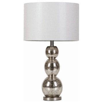 Catania Modern / Contemporary Metal Table Lamp with Drum Shade in Silver