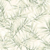 Tropical Watercolor Leaf Branch Wallpaper, Green, Double Roll
