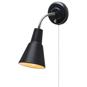 Ramezay 1-Light Matte Black Plug-In or Hardwire Task Wall Sconce Light