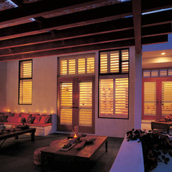 Rustic Cream Patio Custom Window Shutters by Hunter Douglas - Interior Shutters