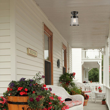 Charlie 1-Light Outdoor/Indoor Semi-Flush Mount Ceiling Light, Oil Rubbed Bronze