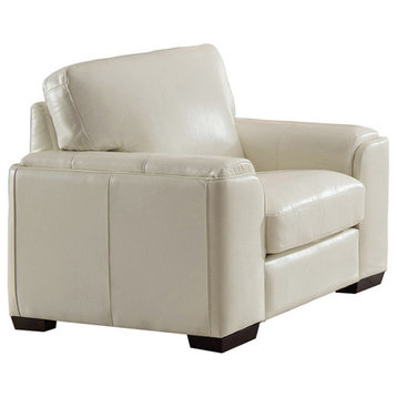 Suzanne Leather Craft Chair, Ivory White