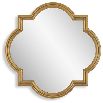 34" Transitional Gold Quatrefoil Mirror