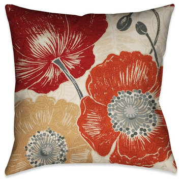 A Poppy's Touch II Decorative Pillow, 18"x18"