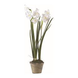 Fleur 13490 15" Faux Paper Whites in Pot - Artificial Flower Arrangements