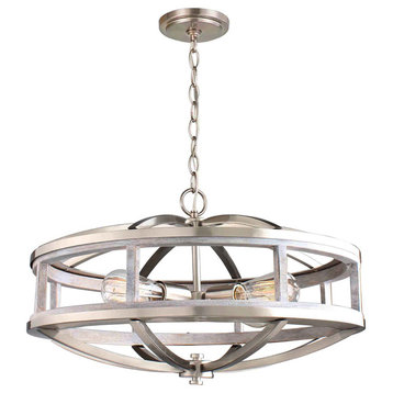Eglo 4x60w Chandelier W/ Acacia Wood And Brushed Nickel Finish - 203108A