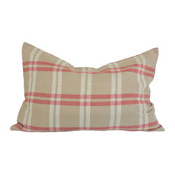 Xia Home Fashions - Natural Linen Check Decorative Pillow Feather/Down Filled - Decorative Pillows