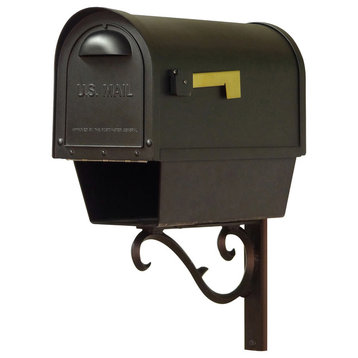 Classic Mailbox With Newspaper Tube & Sorrento Front Mailbox Mounting Bracket