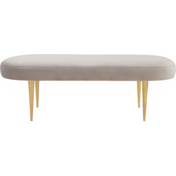 Corinne Oval Bench - Pale Taupe, Gold