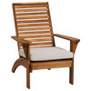 Linon Capers Outdoor Acacia Wood Adirondack Chair with Slatted Back in Natural