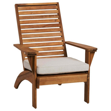 Linon Capers Outdoor Acacia Wood Adirondack Chair with Slatted Back in Natural