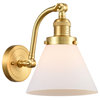 Cone 8" Sconce, Satin Gold, Matte White Shade