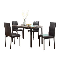 Homelegance Tempe 5-Piece Faux Marble Top Dining Room Set With Black Metal Base