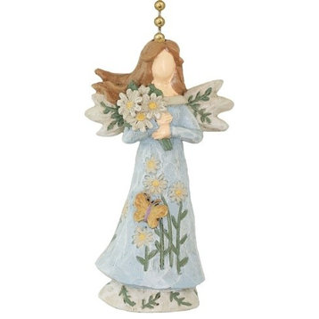 Precious Blue Floral Angel Resin Ceiling Fan Pull or Light Pull Chain