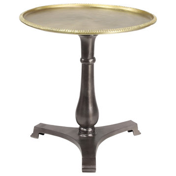 Round Gold/Silver End Table With Hammered Edges 24"x24"