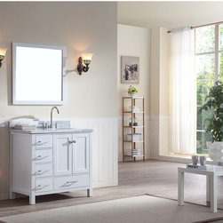 37 inch Single Sink Bathroom Vanity Set in White Finish - Bathroom Vanities And Sink Consoles