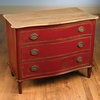 Three Drawer Chest, Red with Driftwood Top