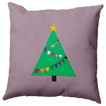 Pride Garland Tree Indoor/Outdoor Throw Pillow, Light Purple, 20"x20"