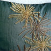 Botanical Art Silk Dark Green Throw Pillows Cover, Green Foliage, 24"x24"