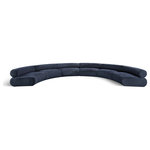 Meridian Furniture - Bale Cream Chenille Fabric Modular Sofa, Navy, 6-Piece, Arc Shaped - Experience the perfect fusion of style and coziness with this Bale navy chenille fabric modular sofa, a standout piece from the Bale collection. A seamless combination of form and function, this sofa offers an inviting place to relax and curl up with a good book. Its luscious soft navy chenille upholstery exudes sophistication and provides unrivaled comfort. The sofa's upholstery has a cross-hatched design for a unique texture, adding to its aesthetic beauty in the living room, study, or lounge.