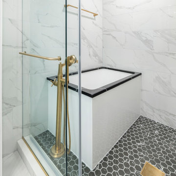 Transitional Primary Bathroom Project With Art Deco Accents