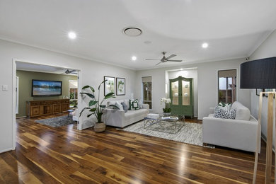 Photo of a modern home design in Brisbane.