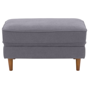 CorLiving Mulberry Fabric Upholstered Modern Ottoman, Grey
