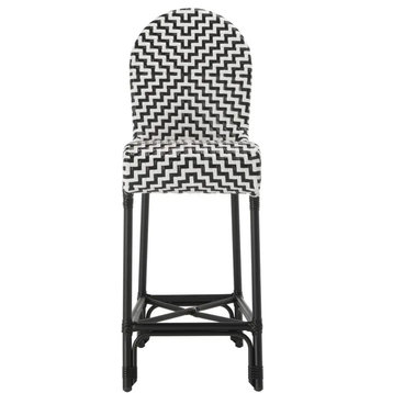 Outdoor Bar Stool, Armless Design With Black/White PE Wicker Seat & Backrest