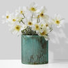 Serene Spaces Living Verdigris Ribbed Glass Container