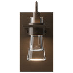 Hubbardton Forge - Erlenmeyer Sconce, Bronze Finish, Clear Glass - Inspired by the flat-bottomed Erlenmeyer flask, this sconce provides the catalyst for your design chemistry. The thick, clear or colored blown-glass flask is encircled by a handcrafted steel collar which is in turn, embedded in a steel plate.