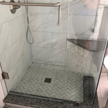 Glamorous bath remodel from builder basic