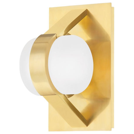 Hudson Valley Orbit 1 Light Wall Sconce, Aged Brass